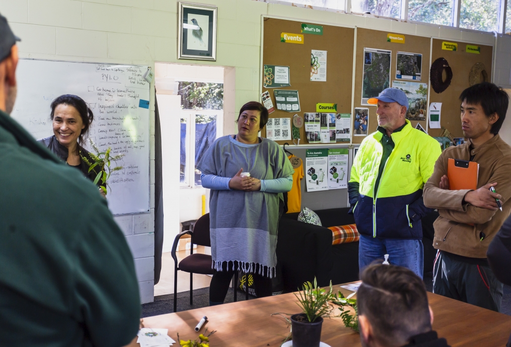 The first Project Yard 1.0 workshop from right, facing; Charmaine – Uru Whakaaro, Challen – The Sisters Consultancy, Greg – Auckland franchisor, and Ryohei – franchisee for Te Atatu South.